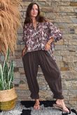 Daughter Of Ibiza Lovechild Balloon Sleeve Shirt Chocolate & Rose 